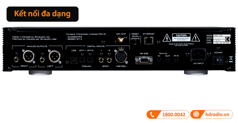 Cổng kết nối trên DAC Moon Neo 280D MIND