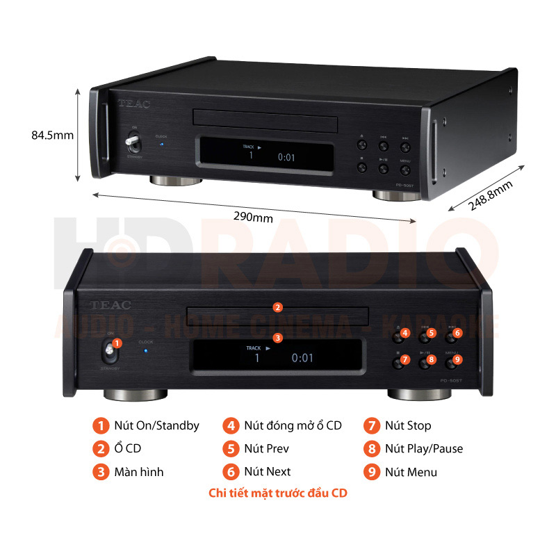 Chú thích Đầu CD TEAC PD 505T