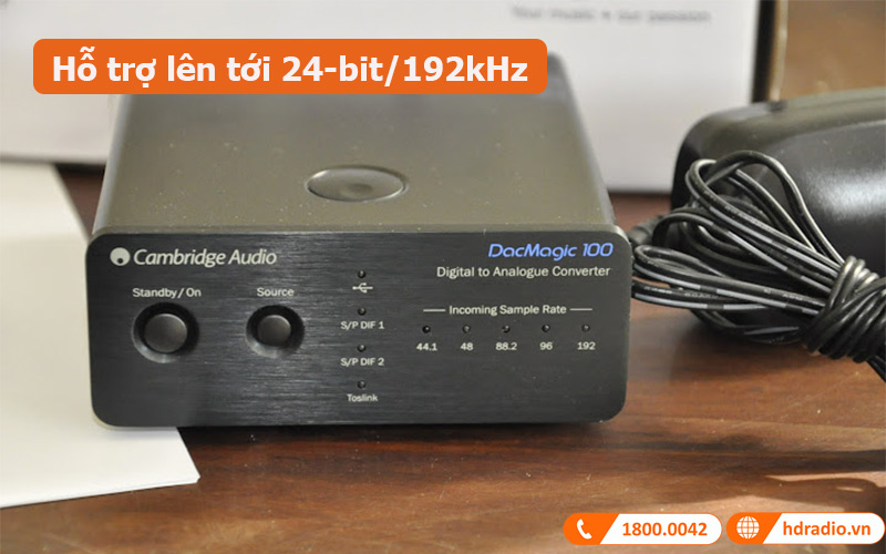 DAC + Headamp Cambridge Audio DacMagic 100 hỗ trợ lên tới 24-bit/192kHz