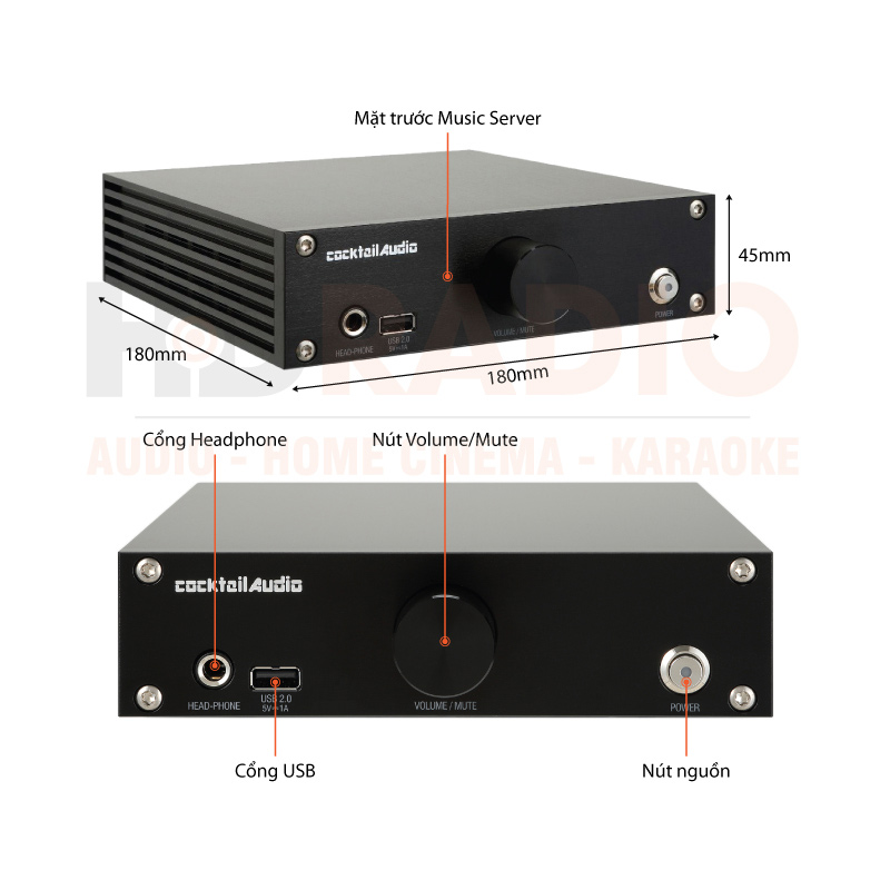 Music Server + DAC + Headphone Amp Cocktail N15D chú thích