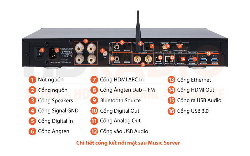 Music Server Cocktail Audio N25AMP chú thích