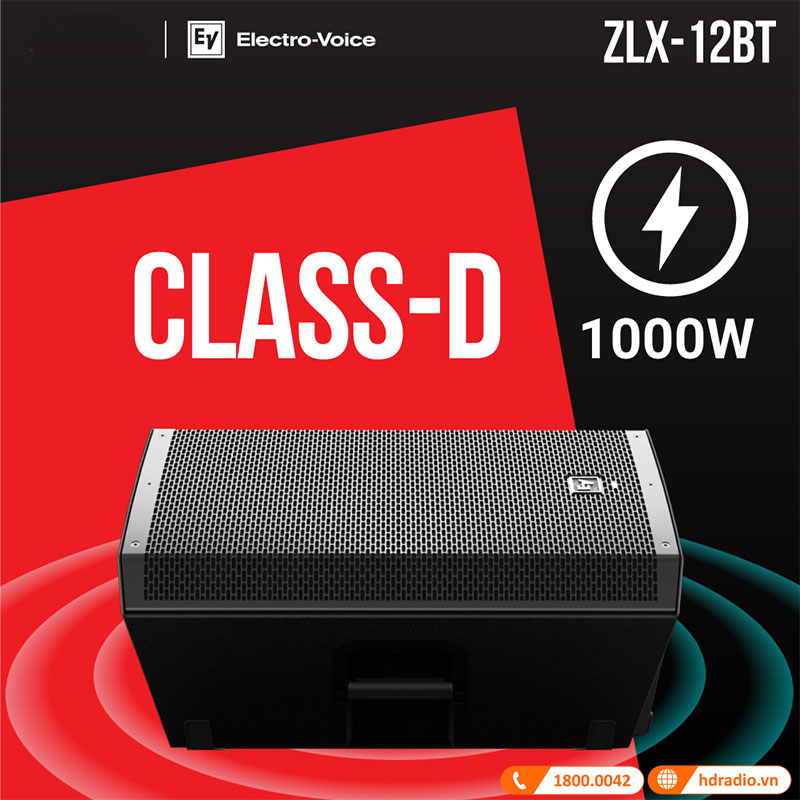 Loa Electro voice ZLX12BT, Bass 30cm, công suất 250W, Bluetooth, AUX, XLR, Mixer 2 kênh-5
