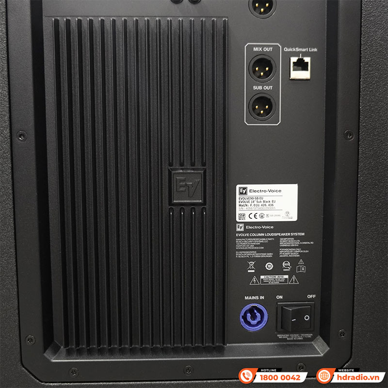 Loa Electro voice Evolve 90, Công suất 2000W (28 Hz - 20 kHz) SPL 134 dB, XLR, RCA, Bluetooth, APP Electro-Voice QuickSmart Mobile-12
