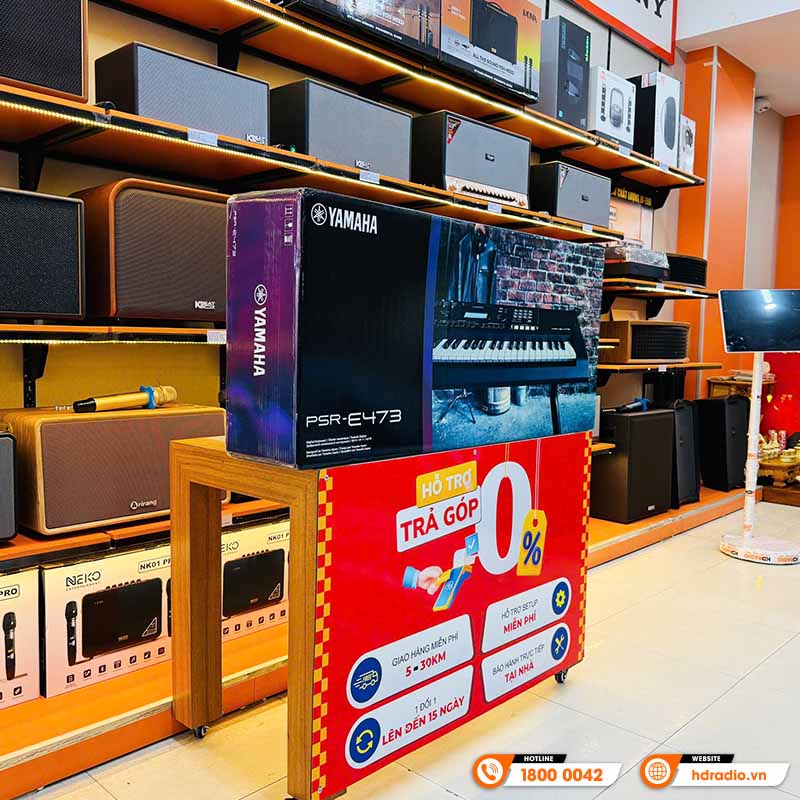 Đàn Organ Yamaha PSR E473, 61 phím, 820 âm sắc, 64 âm Polyphony, AWM Stereo-2