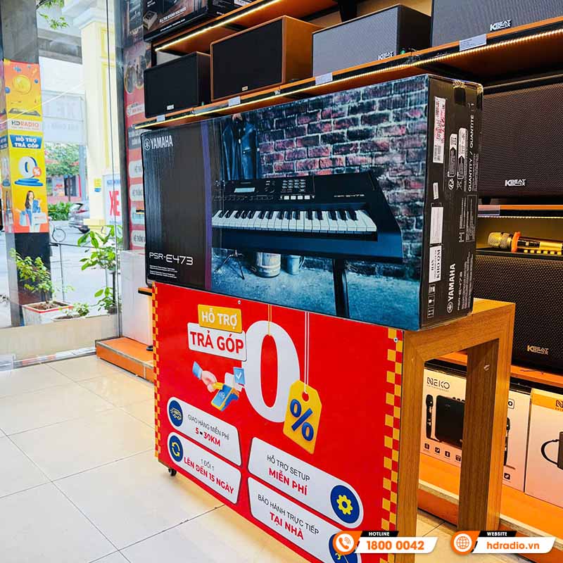Đàn Organ Yamaha PSR E473, 61 phím, 820 âm sắc, 64 âm Polyphony, AWM Stereo-3