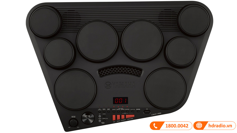 Trống Điện Tử Yamaha DD-75, 8 mặt trống, 570 âm sắc, 2 bàn đạp pedal, Reverb và Master EQ, AUX IN-4