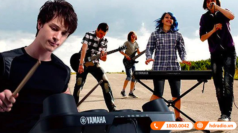 Trống Điện Tử Yamaha DD-75, 8 mặt trống, 570 âm sắc, 2 bàn đạp pedal, Reverb và Master EQ, AUX IN-8