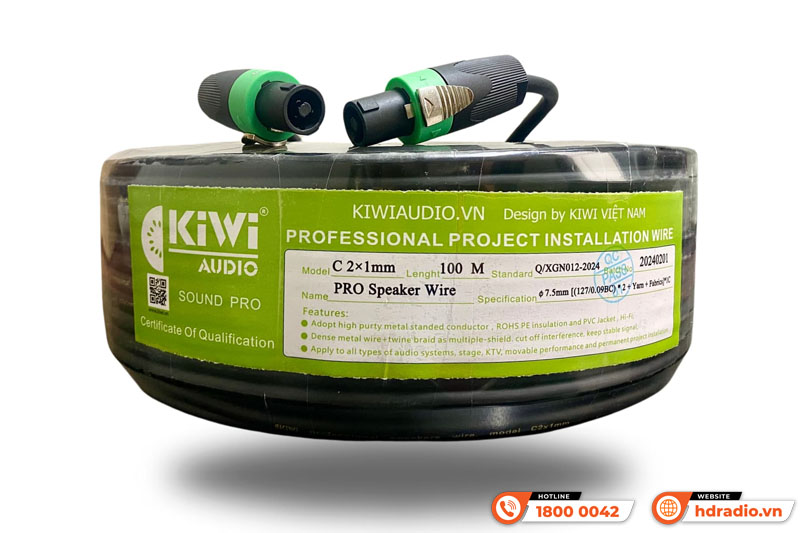 Dây loa Kiwi C2x1 bằng đồng cuộn 100m
