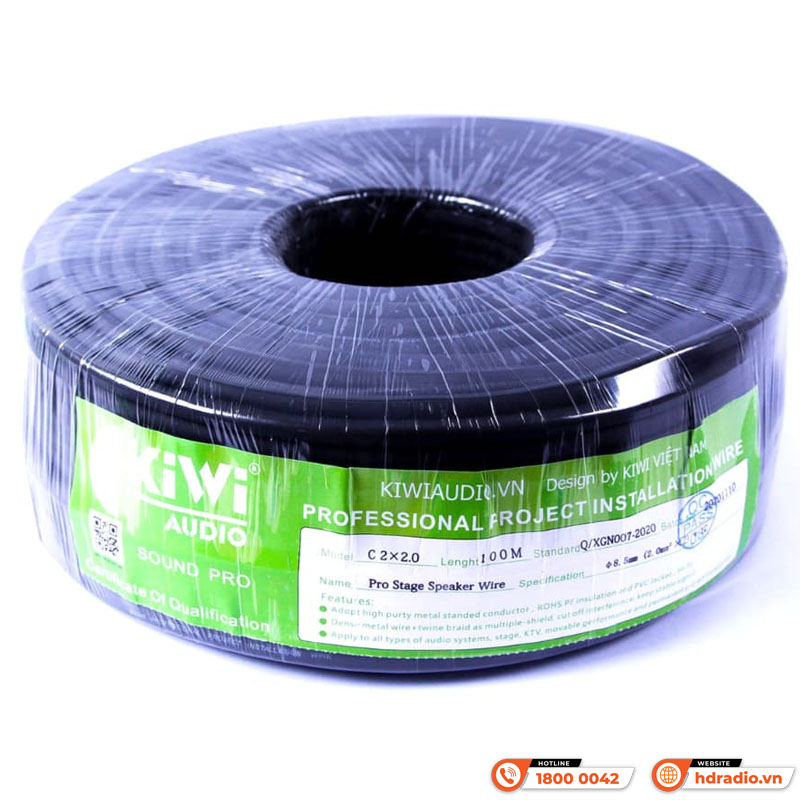 Dây loa Kiwi C2x2 bằng đồng cuộn 100m