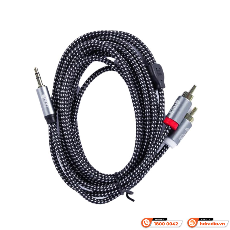 Dây Tín Hiệu Kiwi KW-AV002 (1 đầu 3.5mm ra 2 đầu AV) Độ dài 1,5 mét, Độ dài 3 mét, Độ dài 5 mét-5