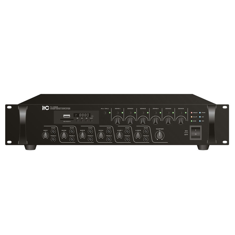 Amply 6 vùng ITC TI-1206S (120W, MP3, TF, FM, Bluetooth)