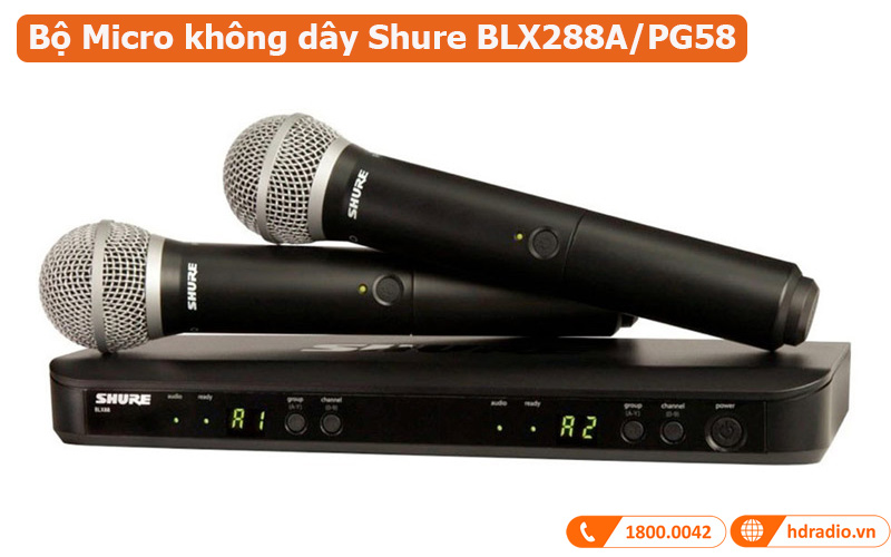 Dàn âm thanh sân khấu biểu diễn PUB-LOUNGE SK08-bộ micro không dây Shure BLX288A/PG58
