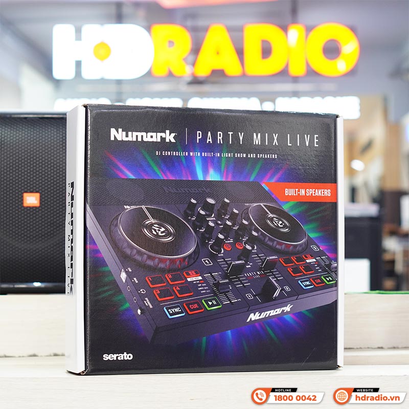 Bàn DJ Numark Party Mix Live, Kết nối điện thoại, máy tính, có loa đèn, Serato, Virtual DJ, 1.22kg, Mới-1