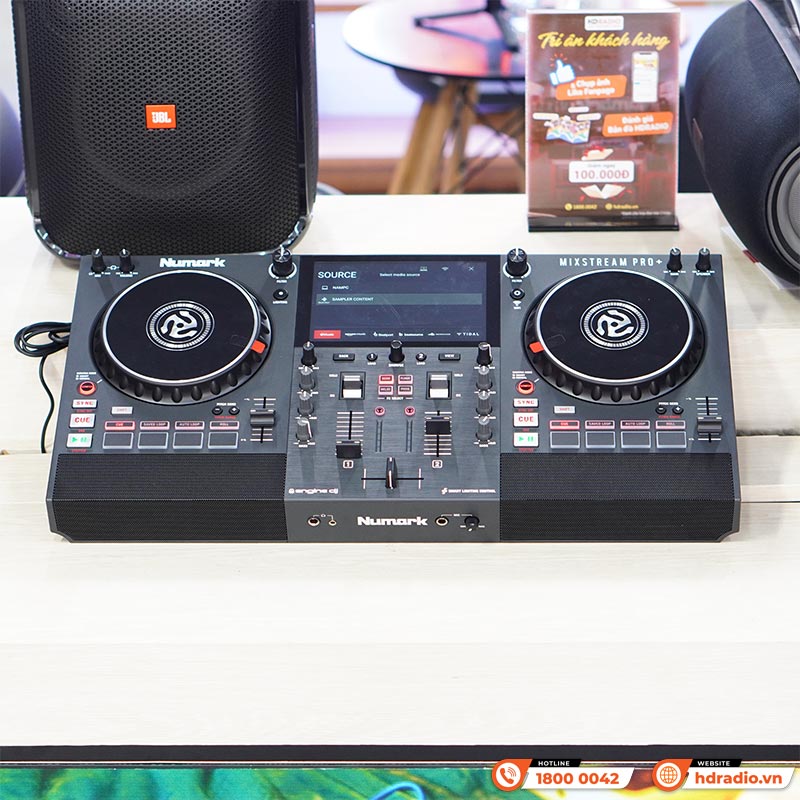 Bàn DJ Numark Mixstream Pro + (Plus), USB độc lập, 2 kênh, có loa, Wifi, Bluetooth, máy tính, 3.68kg, Mới-1