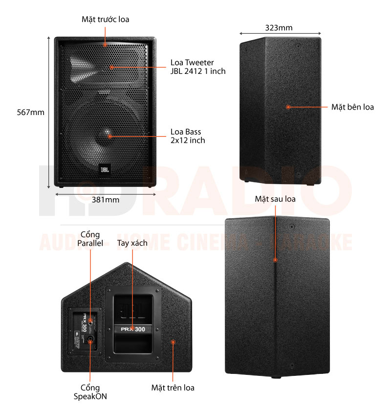 Chú thích loa JBL PRX312MD