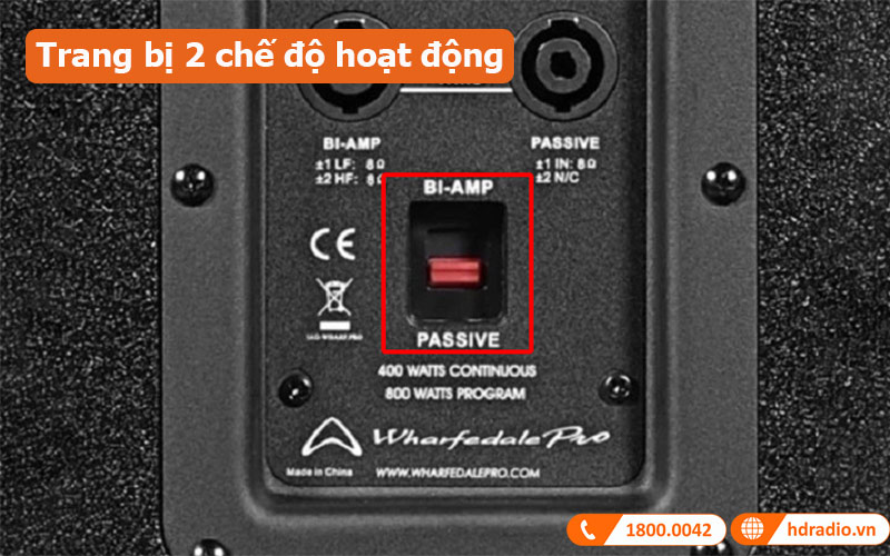Loa Wharfedale DELTA-X15M trang bị 2 chế độ hoạt động 