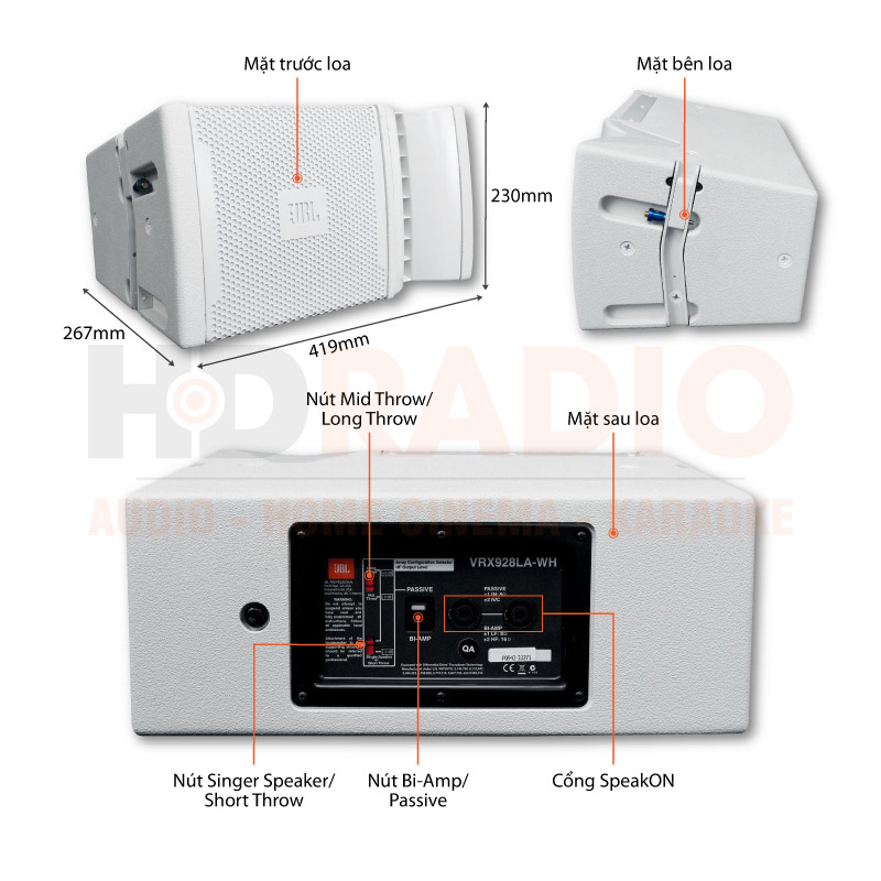 Chú thích loa line array JBL VRX928LA WH