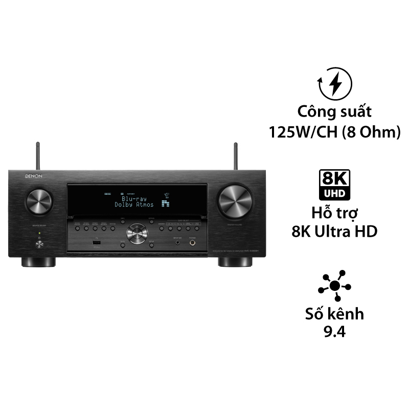 Amply Denon AVC-X4800H (9.4 Kênh, 8K, 125W/CH (8 omh), Usb, Heos, Bluetooth)