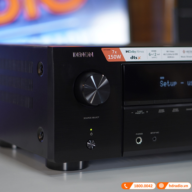 Amply Denon AVR-X2800H, 7.2 kênh, 95W (8 ohms), 8K Ultra HD, Bluetooth, USB, HEOS-2