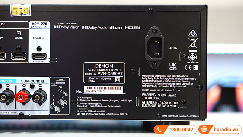 Cổng nguồn amply Denon AVR-X580BT