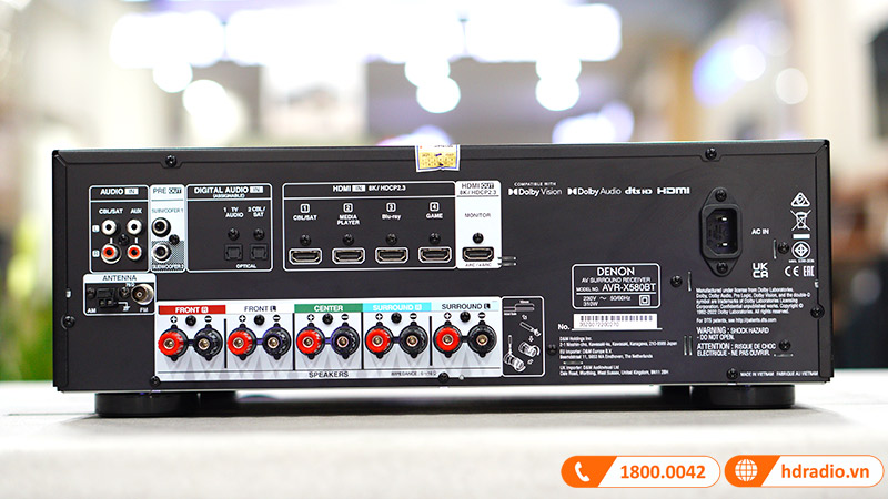 Mặt sau amply Denon AVR-X580BT