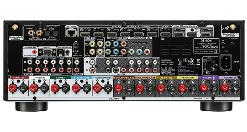 mặt sau amply Denon AVC X3700H