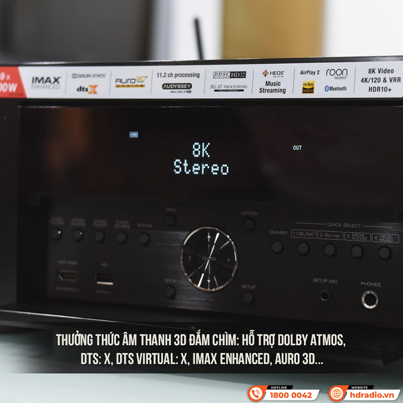 Amply Denon AVC X4700H, Hỗ Trợ 8K, 9.2 Kênh, 125W/CH-4
