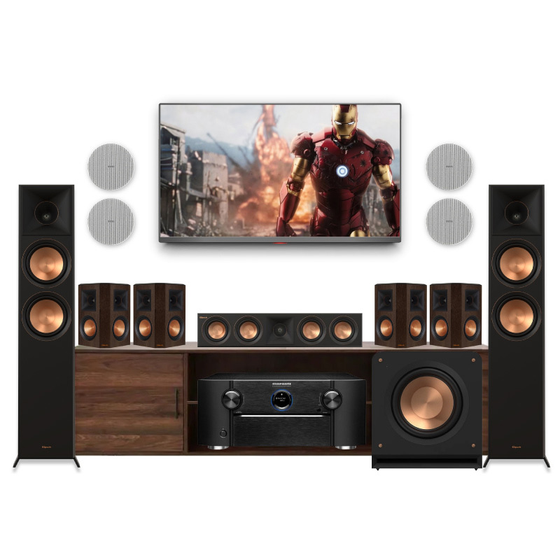 Bộ dàn âm thanh xem phim Dolby Atmos 7.1.4 HD-AT13 (Marantz SR8015, Klipsch RP-8000F II, RP-504C II, RP-502S II, RP-1400SW, Atmos Piega in-ceiling 5.25)