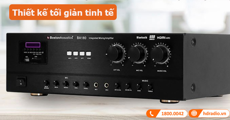 Amply Boston Acoustics BA180 thiết kế tối giản tinh tế 