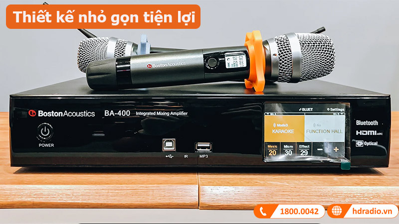 Amply Boston Acoustics BA400 thiết kế nhỏ gọn tiện lợi 