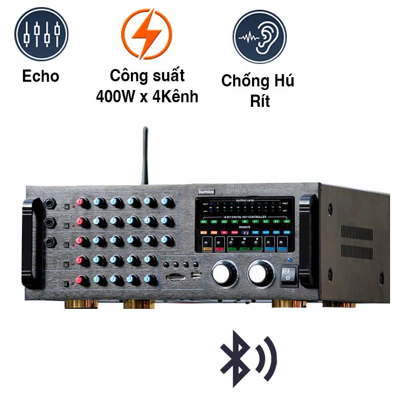 Amply Sumico PA3910 (1600/4Kênh, Bluetooth, Echo)