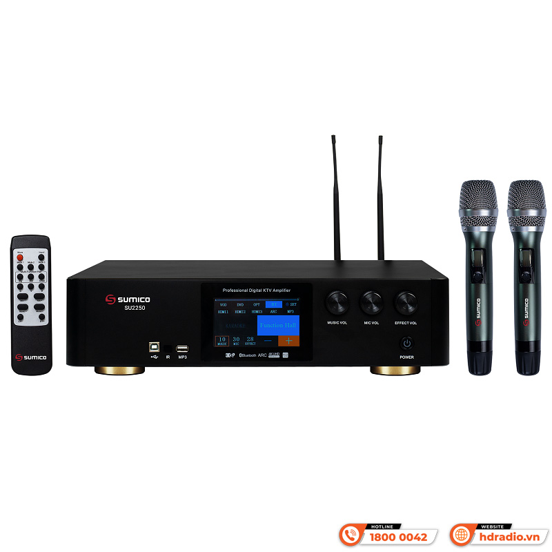 Amply Sumico SU2250, 300W/CH, Bluetooth, RCA, USB, HDMI, Optical-1