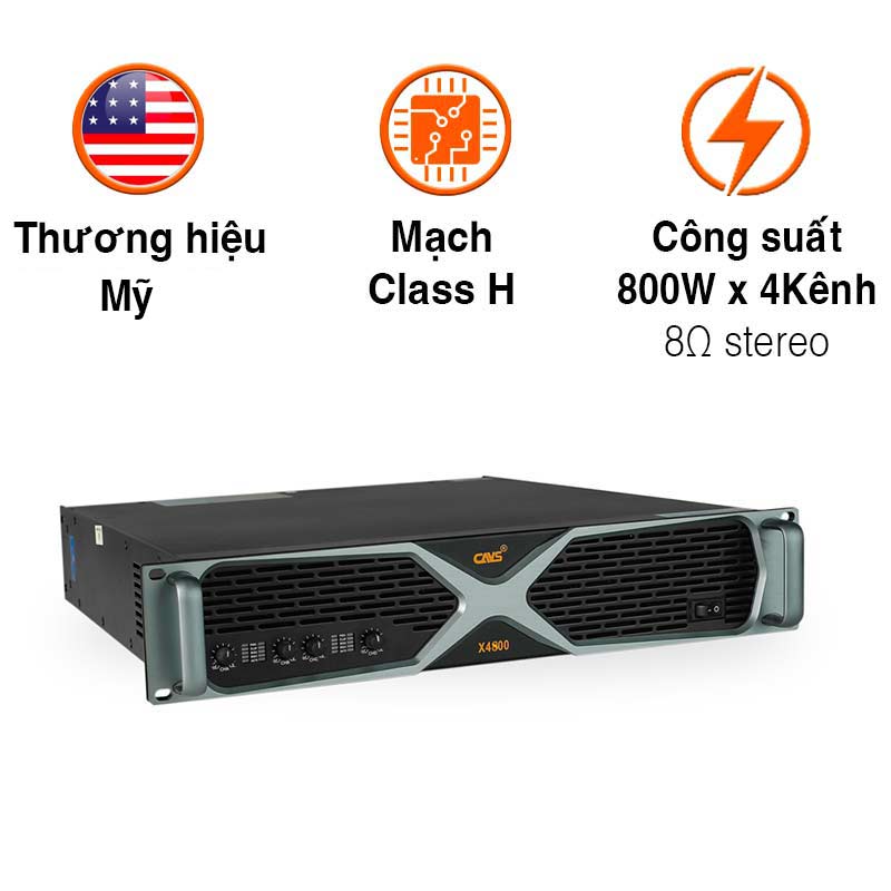 Cục Đẩy Công Suất CAVS X4800, 800W x4 Kênh, Class H