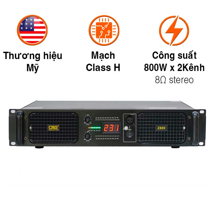 Cục Đẩy Công Suất CAVS Z800, 800W x2 Kênh, Class H