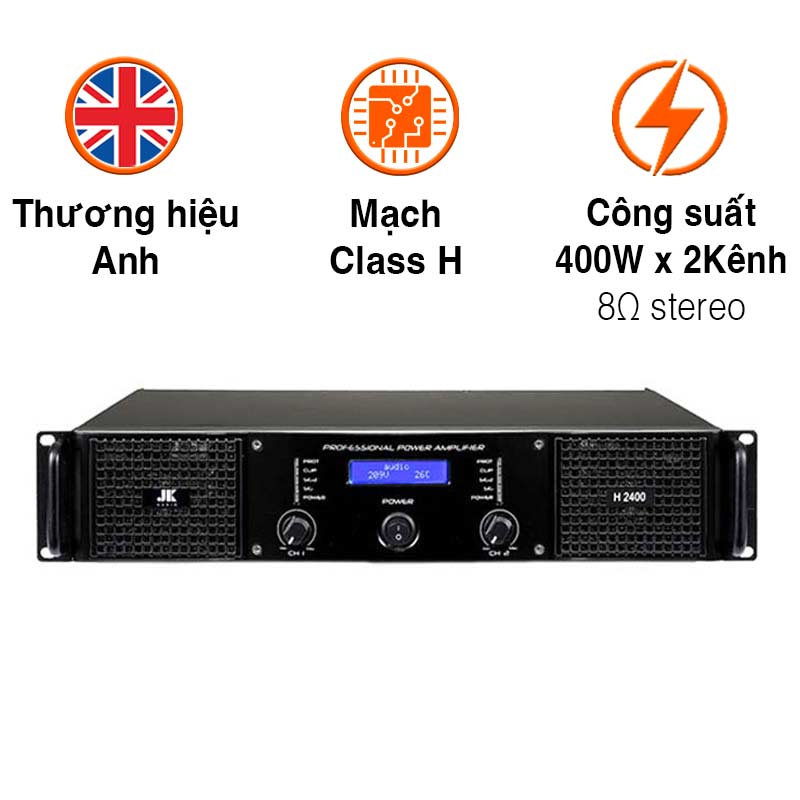 Cục công suất JKAudio H2400, 400W x 2 Kênh, Class H