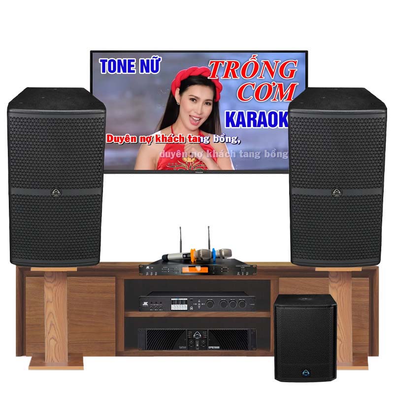 Dàn Karaoke cao cấp HDR41 (Wharfedale Wh12 , Công suất, vang số,  Micro JKaudio B9, Sub)