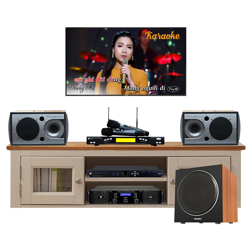 Dàn Karaoke Wharfedale KH12 (Wharfedale 3190, Vang số, Micro, Cục đẩy, Sub Paramax SW1800)