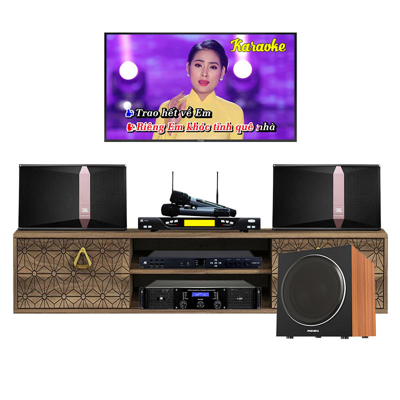 Dàn Karaoke JBL KH21 (JBL Ki510, Vang số, Công suất, Micro K800, Sub Paramax SW1800)