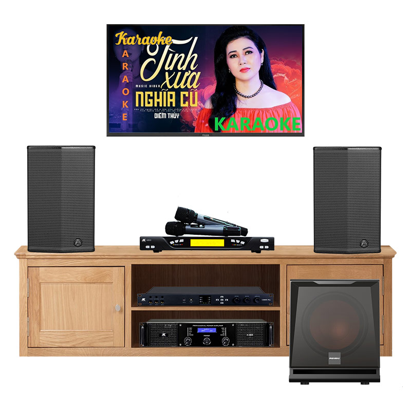 Dàn Karaoke Wharfedale KH61 ( Wharfedale Sigma X10, Công suất, X6000 Plus, micro K800, Loa sub D30)