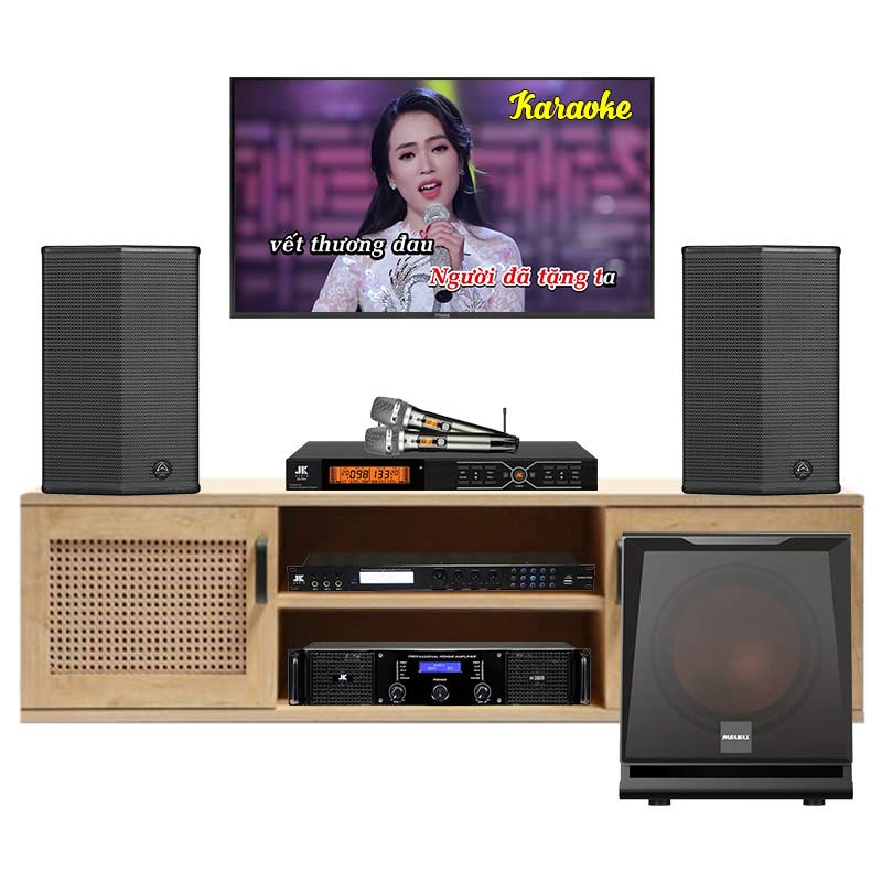 Dàn Karaoke Wharfedale KH75 ( Wharfedale Sigma X12, Công suất, vang số, micro B3 Pro, loa sub D30)