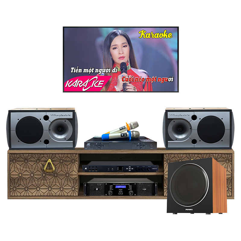 Dàn Karaoke Gia Đình HK68 (Wharfedale 3190, Vang X6000 Plus, Micro B5 Plus, Cục đẩy H2400, Sub Paramax SW1800)