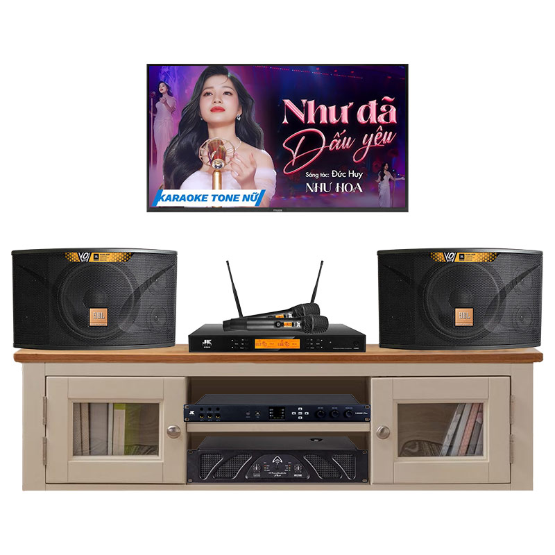 Dàn karaoke gia đình KGD295 (JBL Ki112 Gold Edition, Wharfedale XR2500, JKAudio X6000 Plus, K500)