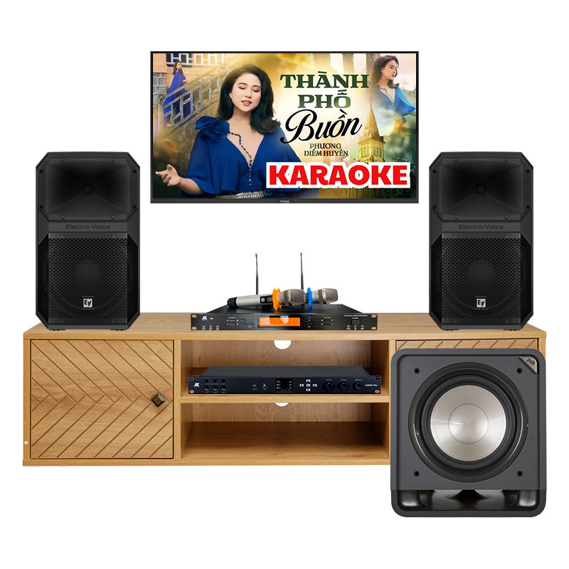 Dàn karaoke gia đình KGD90 (Electro voice Eviva 12P, JKaudio X6000 Plus, JKaudio B9, Polk Audio HTS12 )