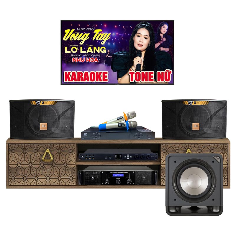 Dàn karaoke gia đình KHD44 (JBL Ki110 Gold Edition, JKAudio H2600, X6000 Plus, B5 Plus, Polk Audio HTS10)