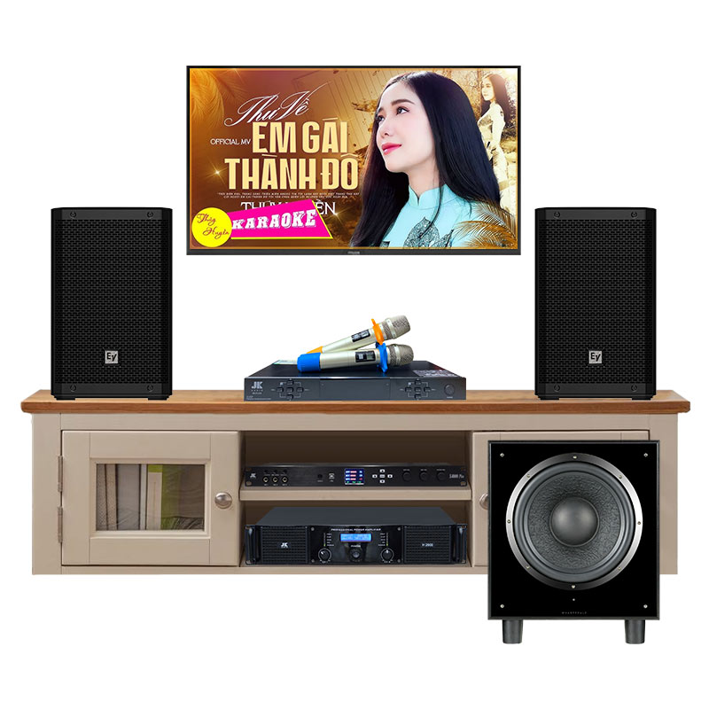 Dàn Karaoke Gia Đình KHD77 (Electro-Voice ZLX8-G2, JKAudio X6000 Plus, B5 Plus, H2600, Wharfedale SW12)