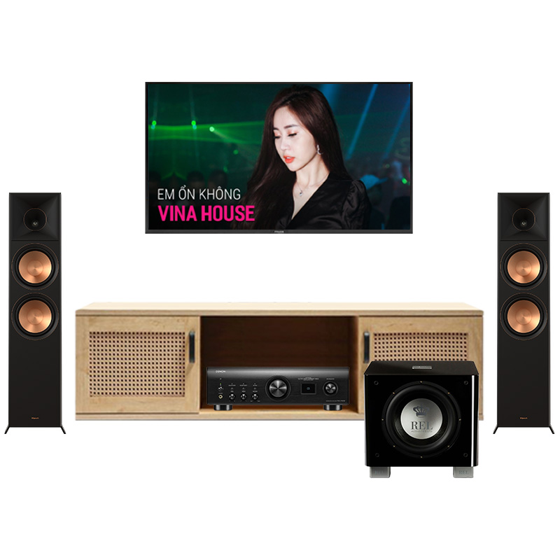 Dàn Nghe Nhạc 2.1 Klipsch, Denon NN64 (Klipsch RP8000F II,  Denon PMA1700Ne, Sub Rel T9X)