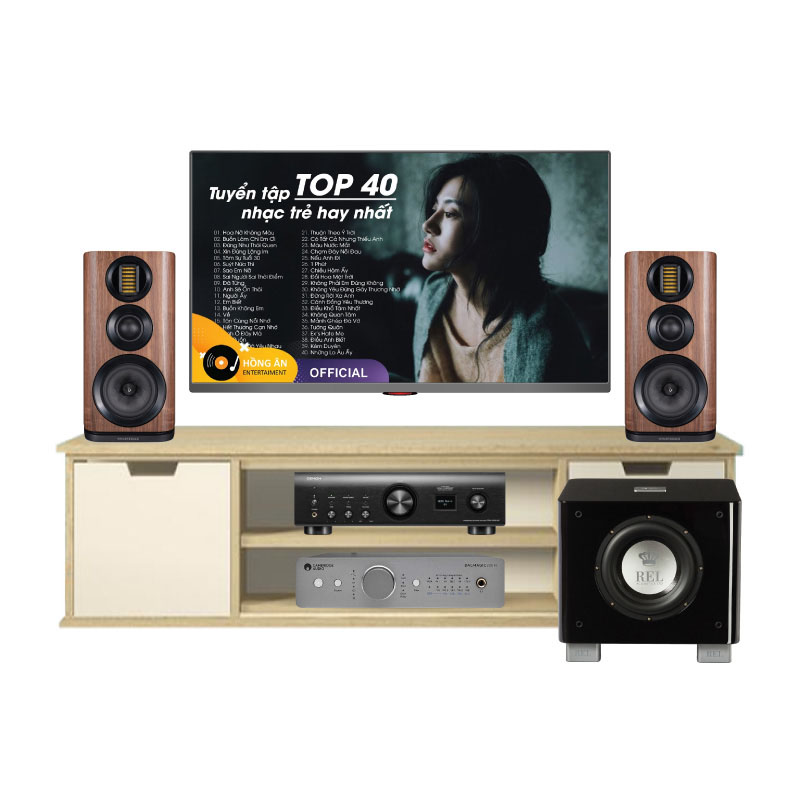 Dàn nghe nhạc Có DAC Wharfedale, Cambridge NN87 (Wharfedale EVO4.2, Sub Rel T7X, Cambridge DacMagic 200M, Denon PMA-900HNE)