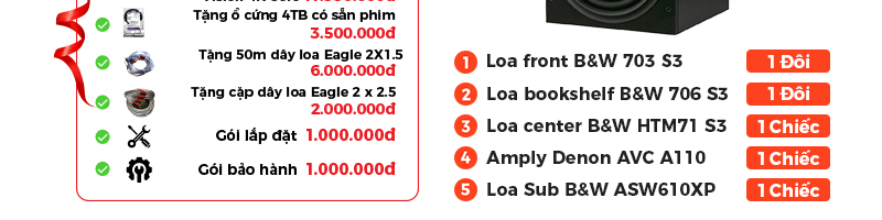 Dàn âm thanh xem phim nghe nhạc 5.1 Denon, B&W PN23
