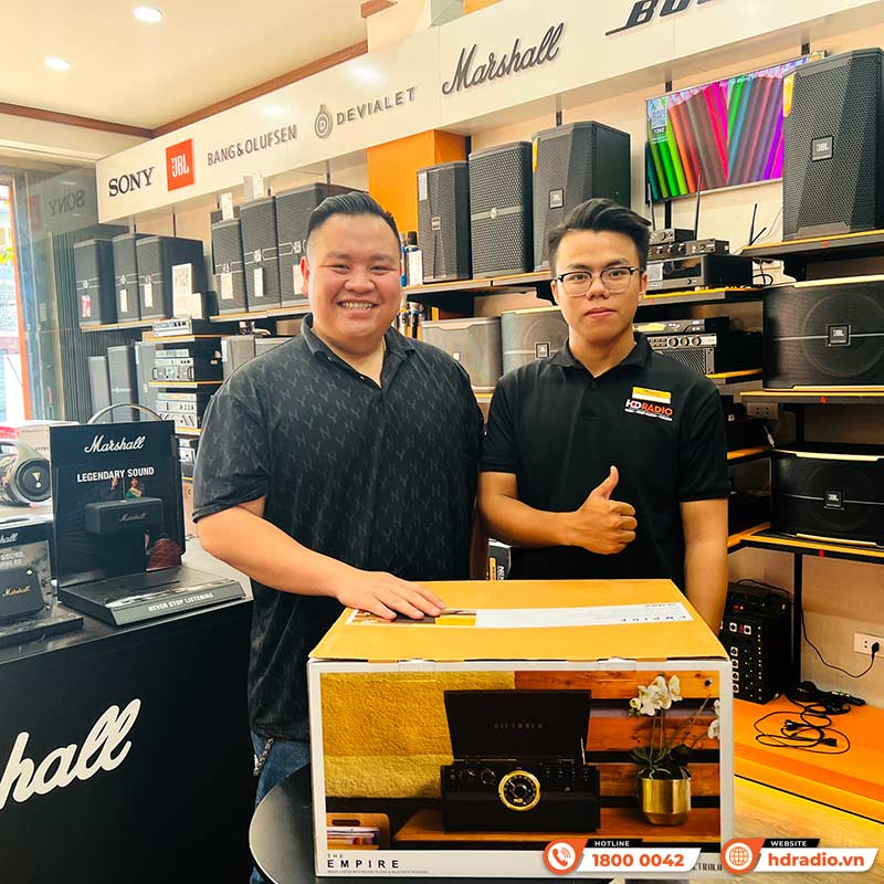 Máy Hát Đĩa Than Kết Hợp Đầu CD, Đài FM, Loa Victrola The Empire, Bluetooth 4.2, FM, AUX 3,5 mm-1