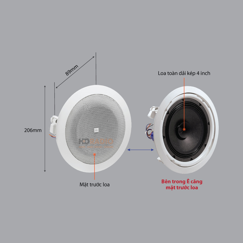Chu thich loa am tran JBL 8124